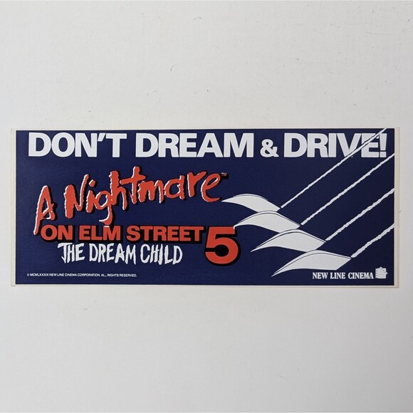 Vtg A Nightmare on Elm Street 5 Don't Dream and Drive Bumper Sticker 1989 Horror - Picture 1 of 2